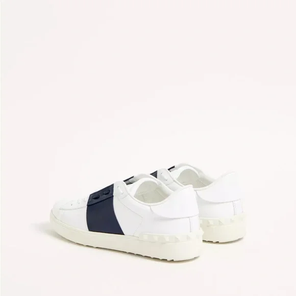 Valentino Garavani Calfskin Open Sneakers White/Navy Leather - Picture 2 of 12